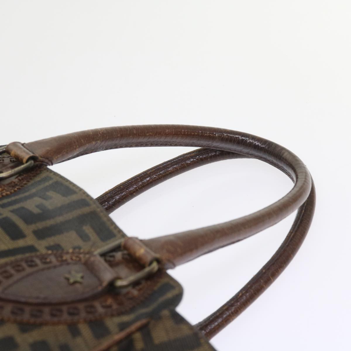 FENDI Zucca Canvas Shoulder Bag Black Brown ac2439