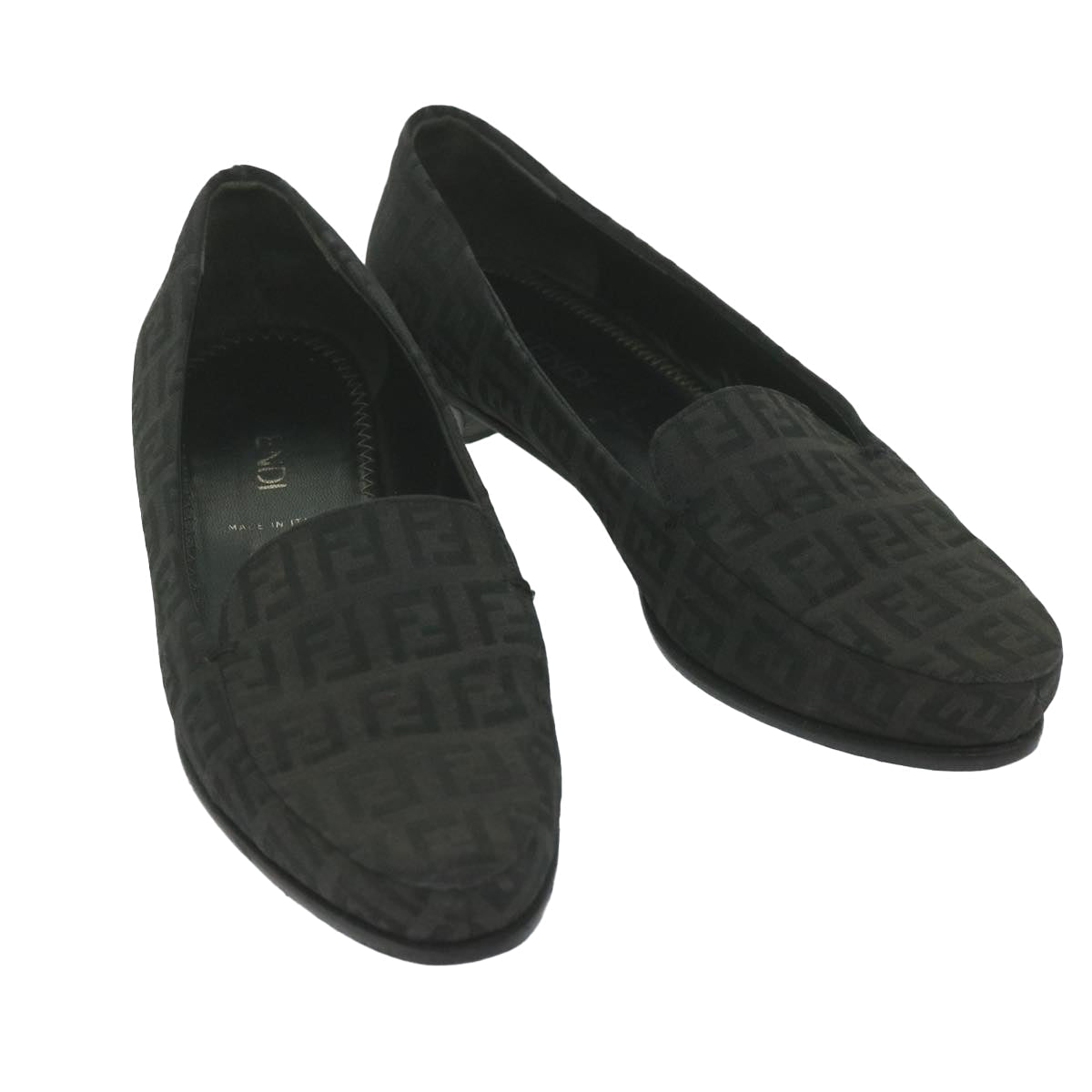 FENDI Zucchino Canvas loafers shoes Black ac2503