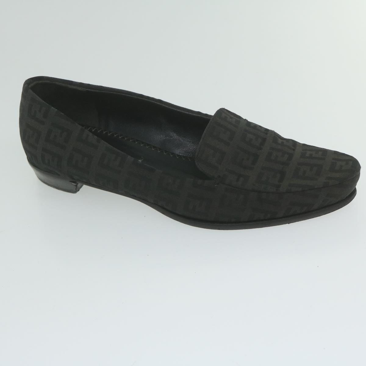 FENDI Zucchino Canvas loafers shoes Black ac2503