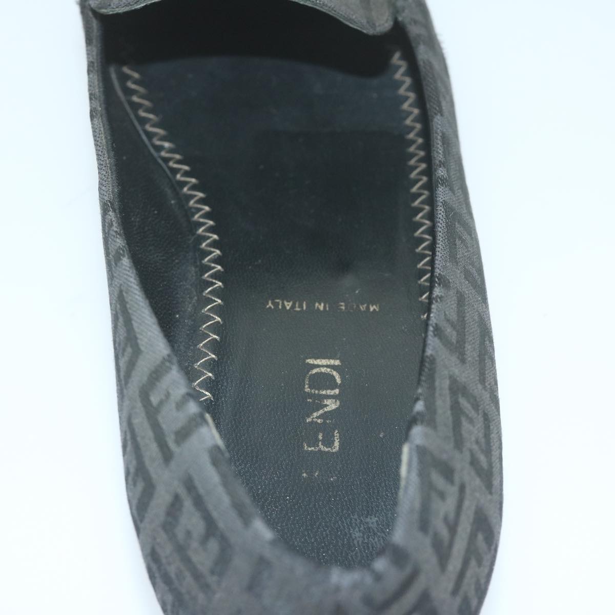 FENDI Zucchino Canvas loafers shoes Black ac2503