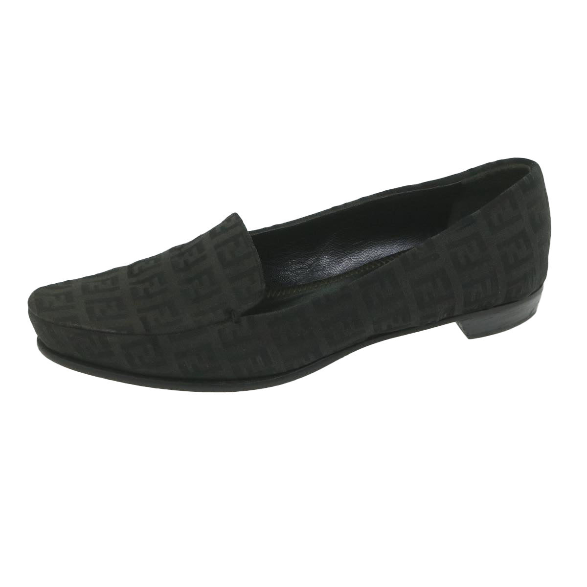 FENDI Zucchino Canvas loafers shoes Black ac2503