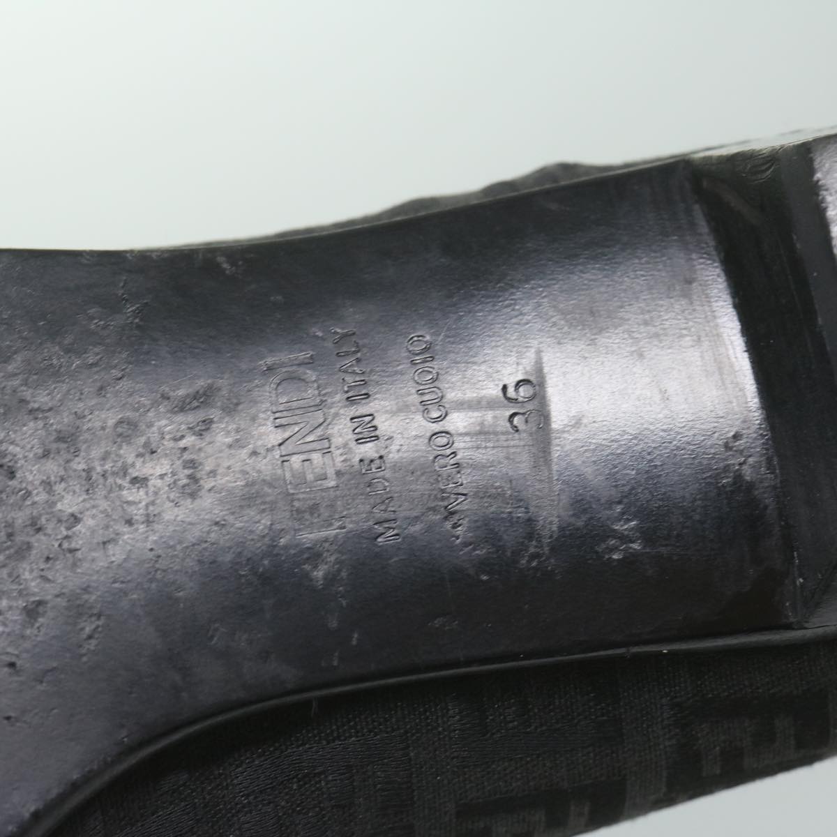 FENDI Zucchino Canvas loafers shoes Black ac2503