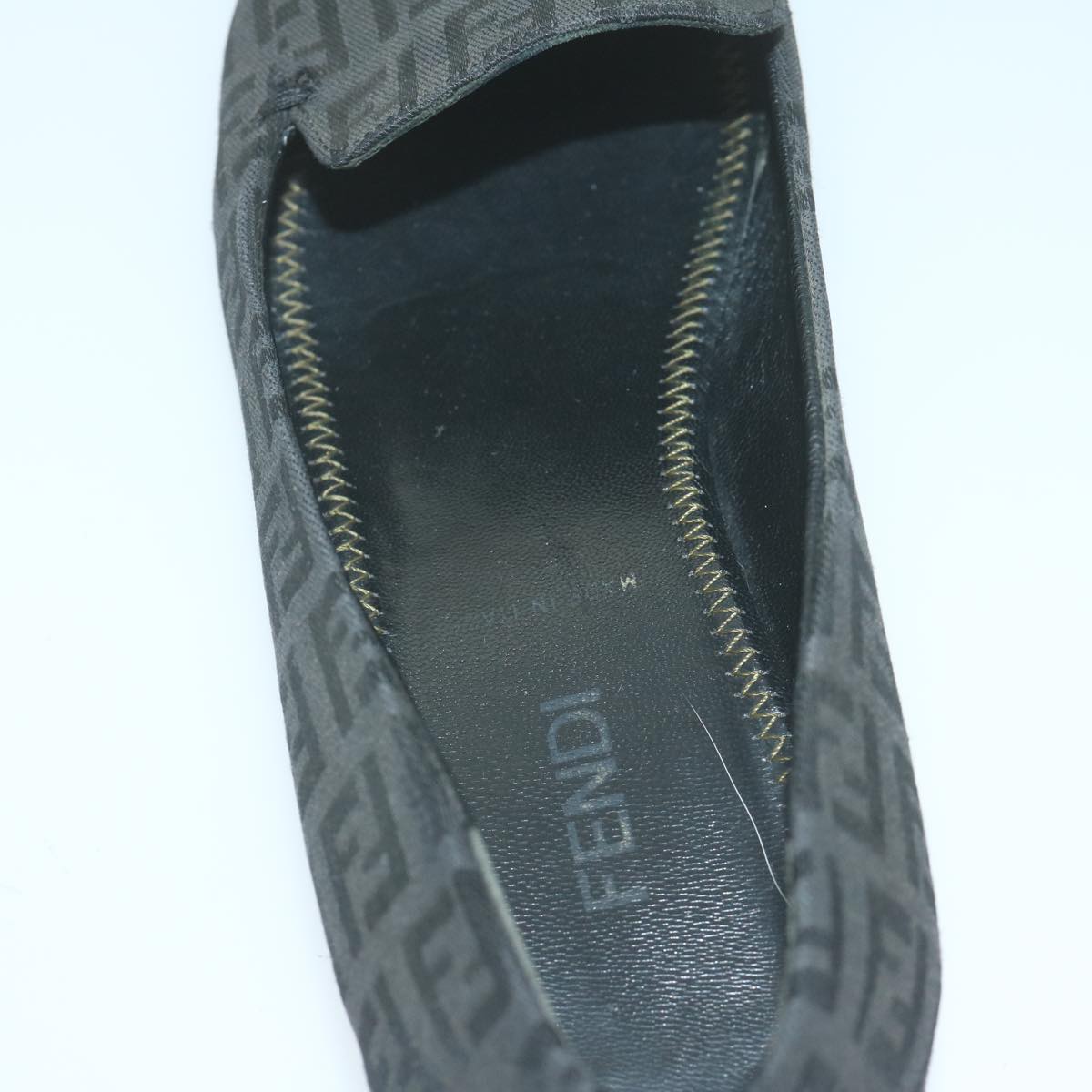 FENDI Zucchino Canvas loafers shoes Black ac2503