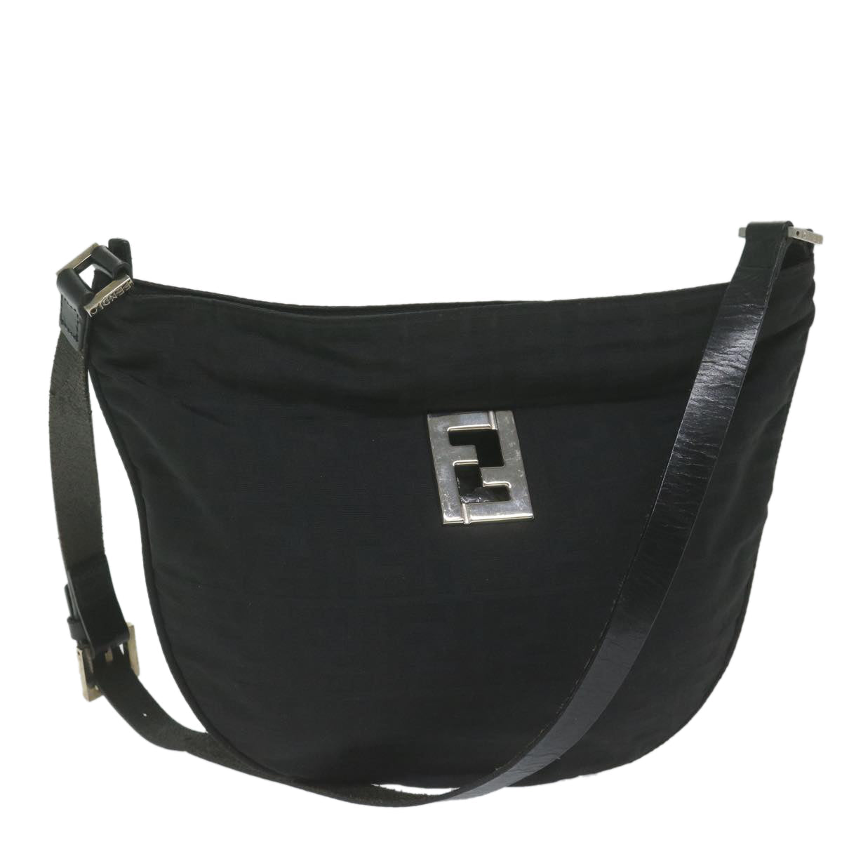 FENDI Zucca Canvas Shoulder Bag Black ac2516