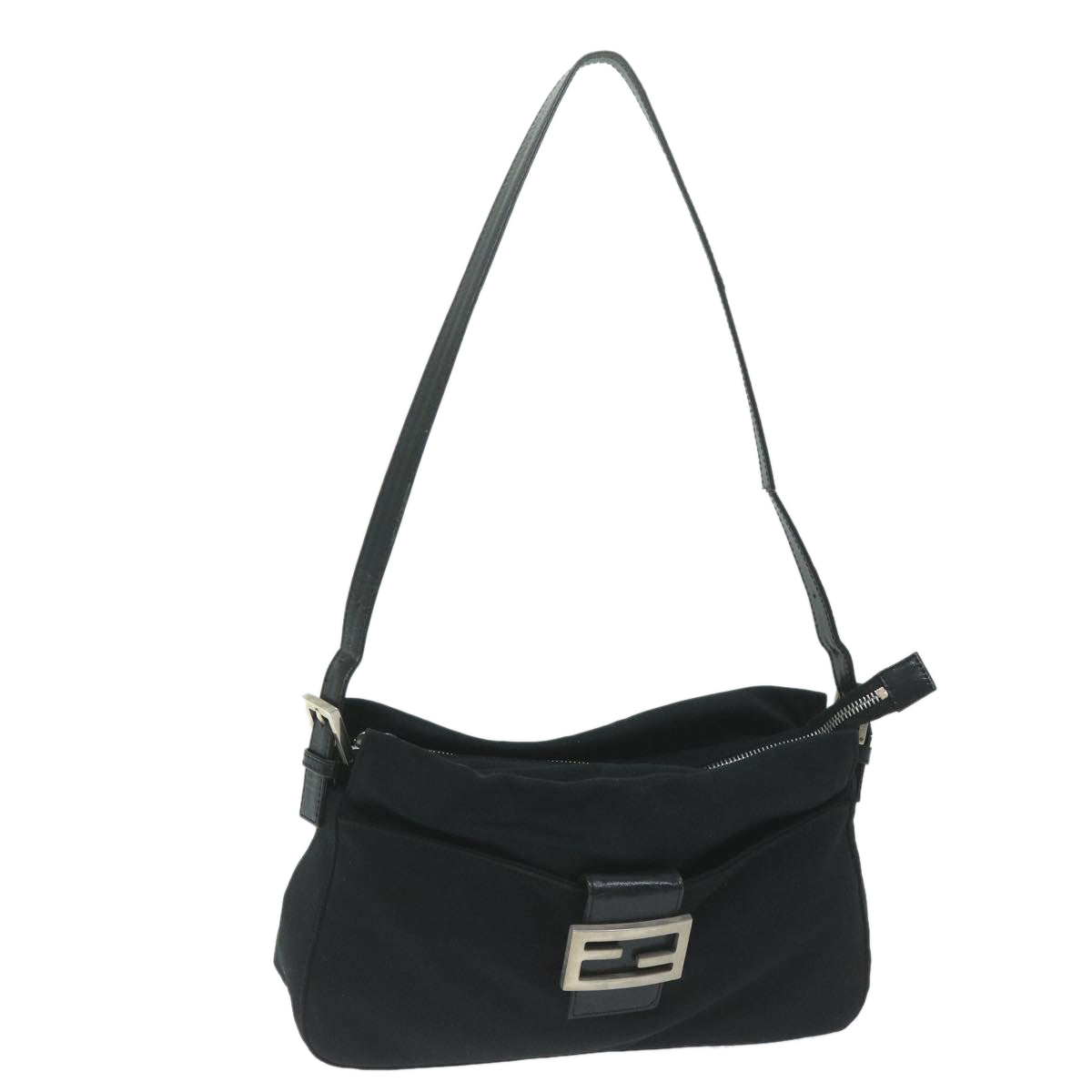 FENDI Mamma Baguette Shoulder Bag Nylon Black ac2541