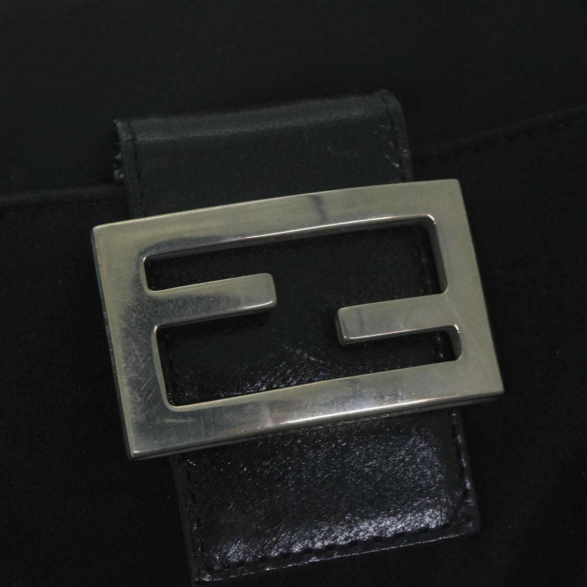 FENDI Mamma Baguette Shoulder Bag Nylon Black ac2541
