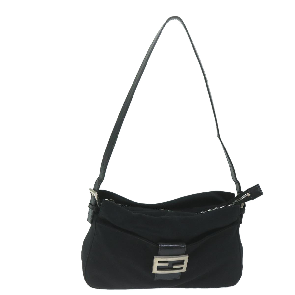 FENDI Mamma Baguette Shoulder Bag Nylon Black ac2541