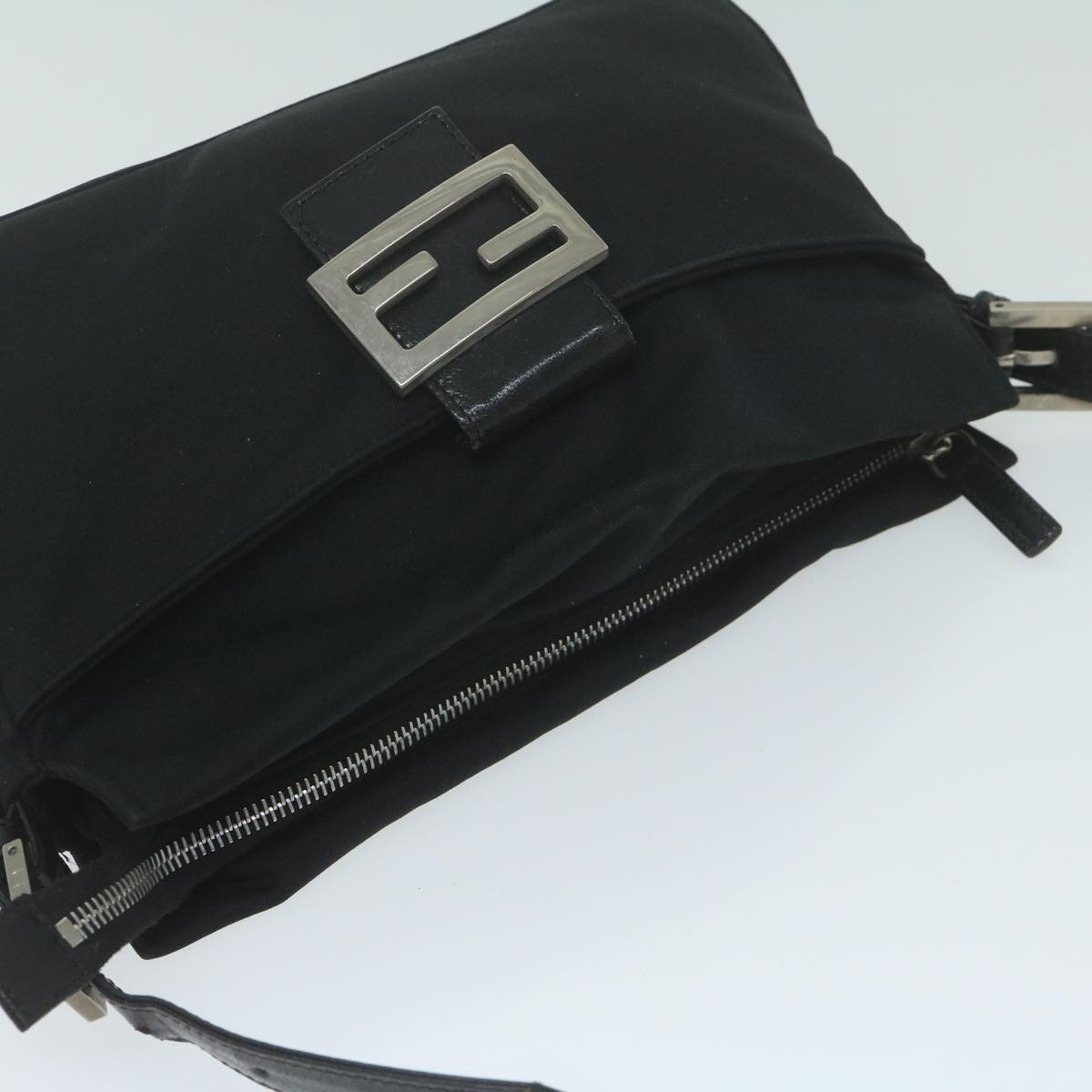 FENDI Mamma Baguette Shoulder Bag Nylon Black ac2541
