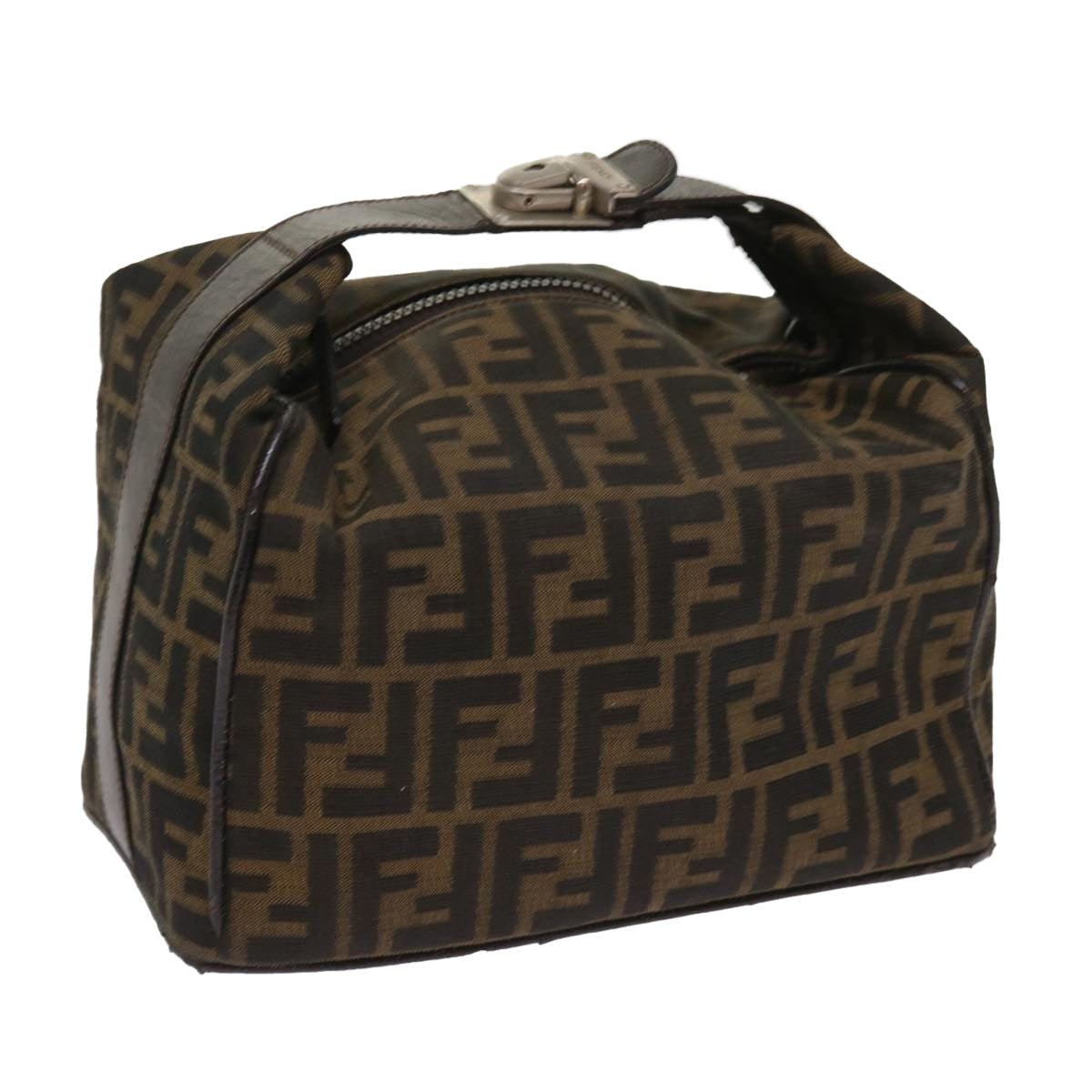 FENDI Zucca Canvas Hand Bag Black Brown ac2608
