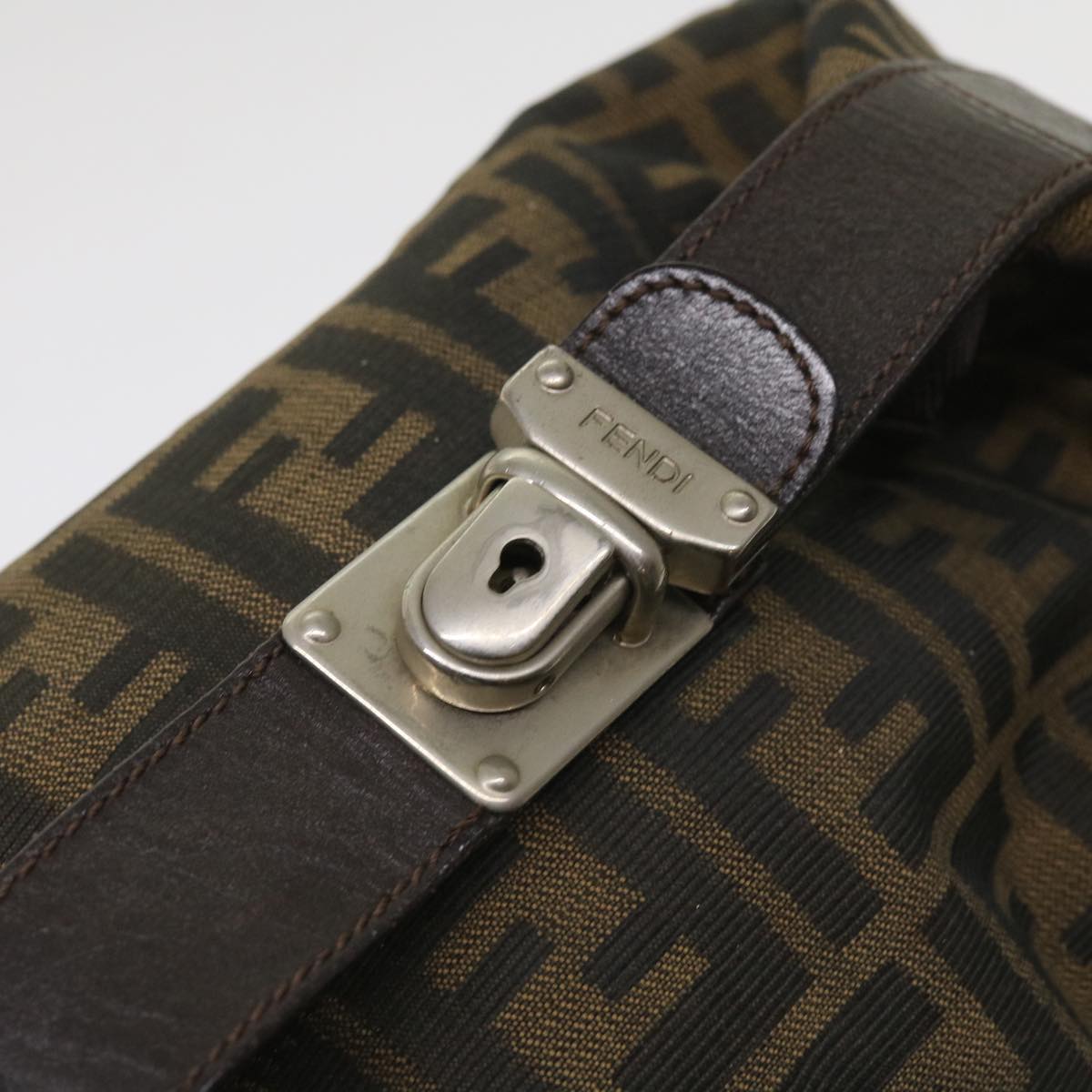 FENDI Zucca Canvas Hand Bag Black Brown ac2608