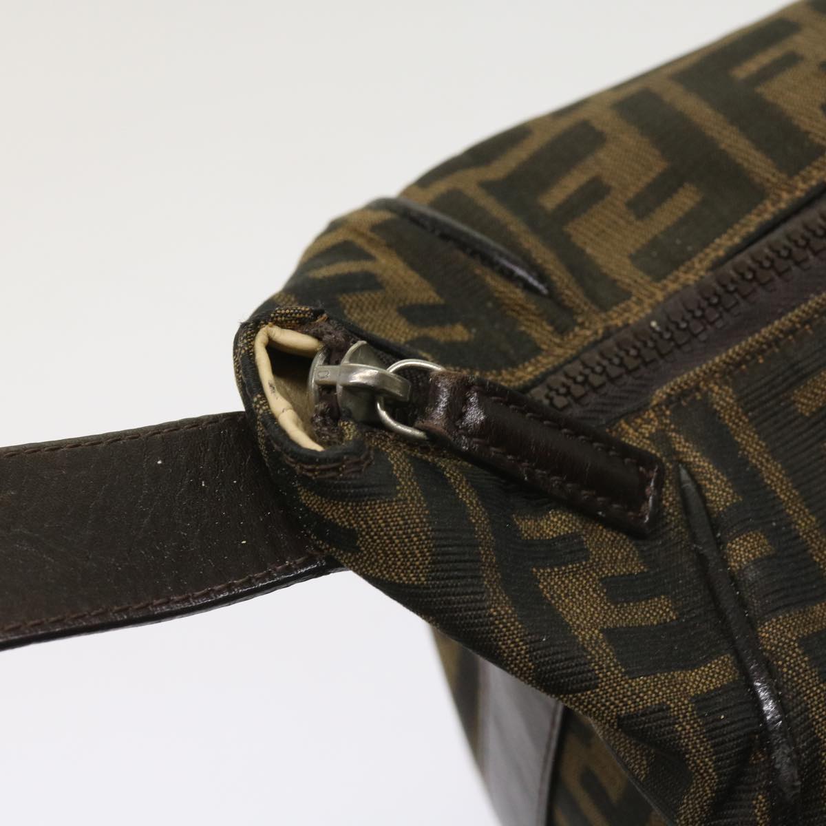 FENDI Zucca Canvas Hand Bag Black Brown ac2608