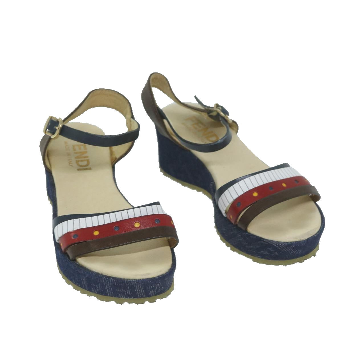 FENDI Zucchino Canvas High Heels Blue ac2677