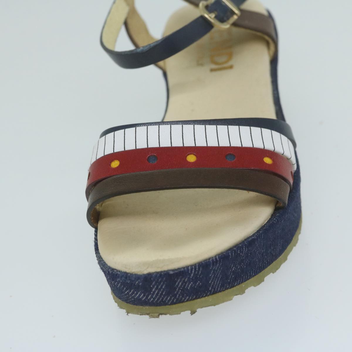 FENDI Zucchino Canvas High Heels Blue ac2677