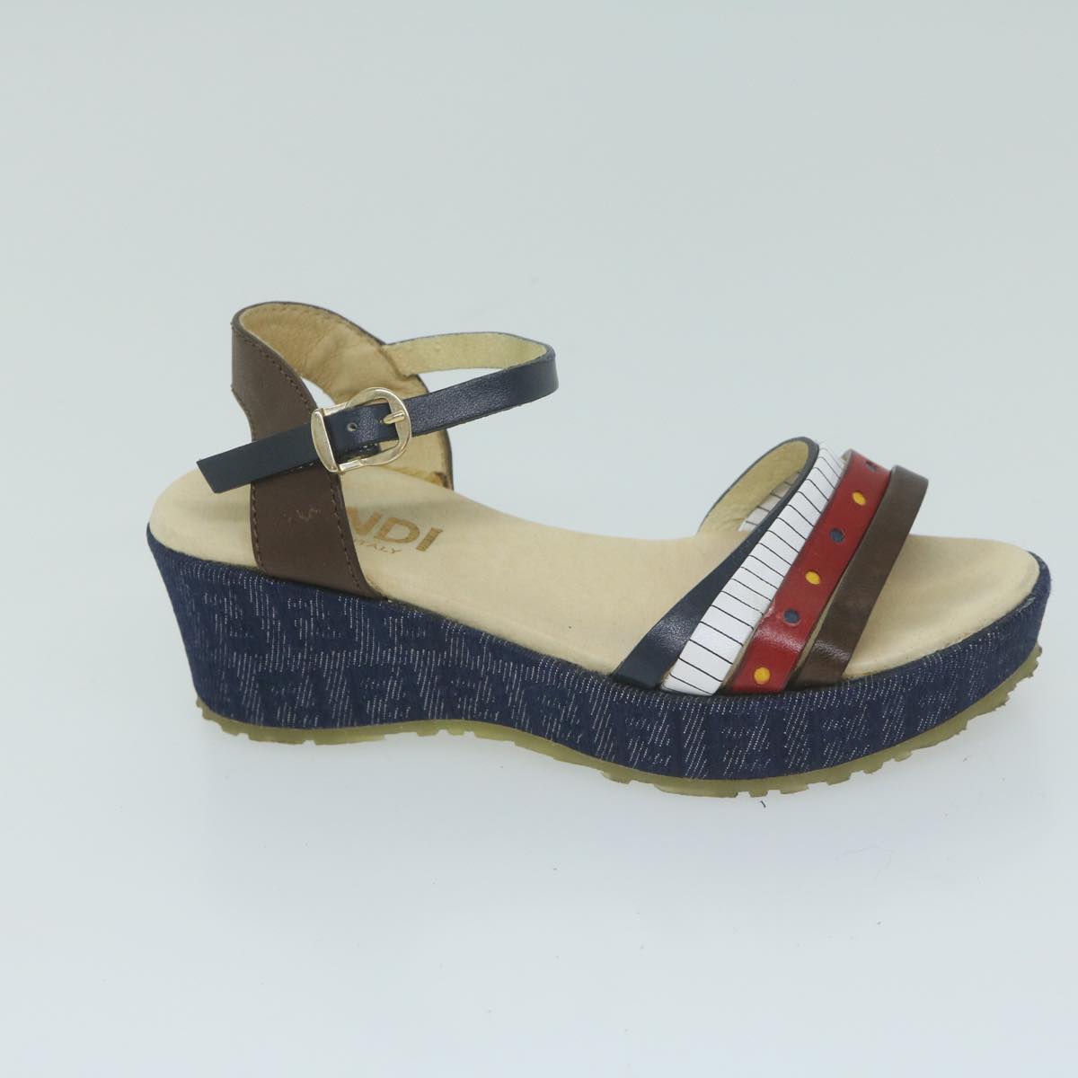 FENDI Zucchino Canvas High Heels Blue ac2677