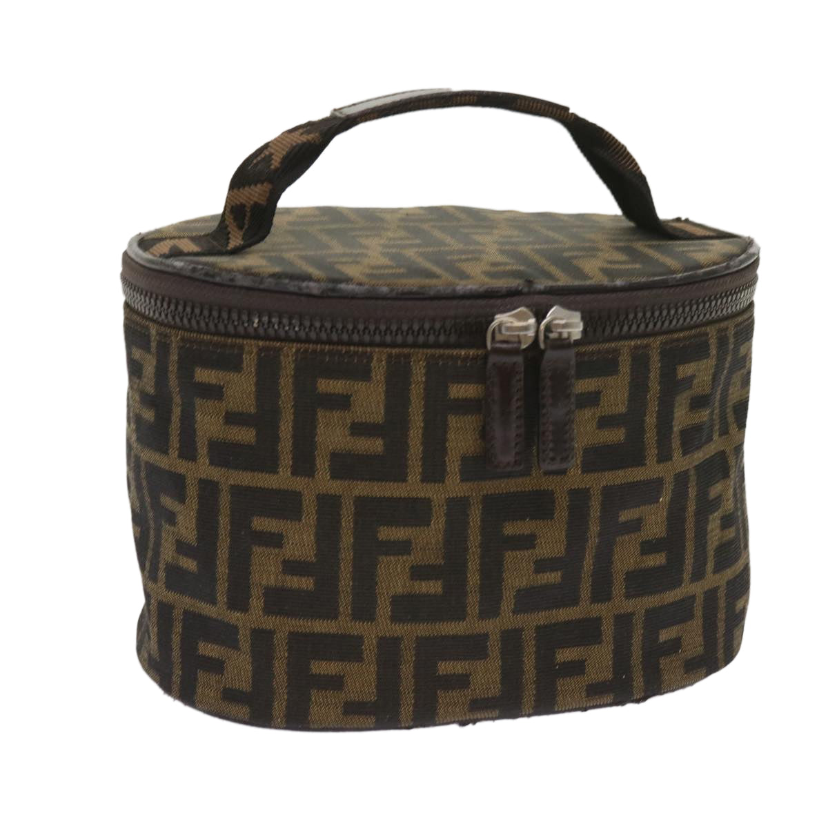 FENDI Zucca Canvas Vanity Cosmetic Pouch Brown ac2711