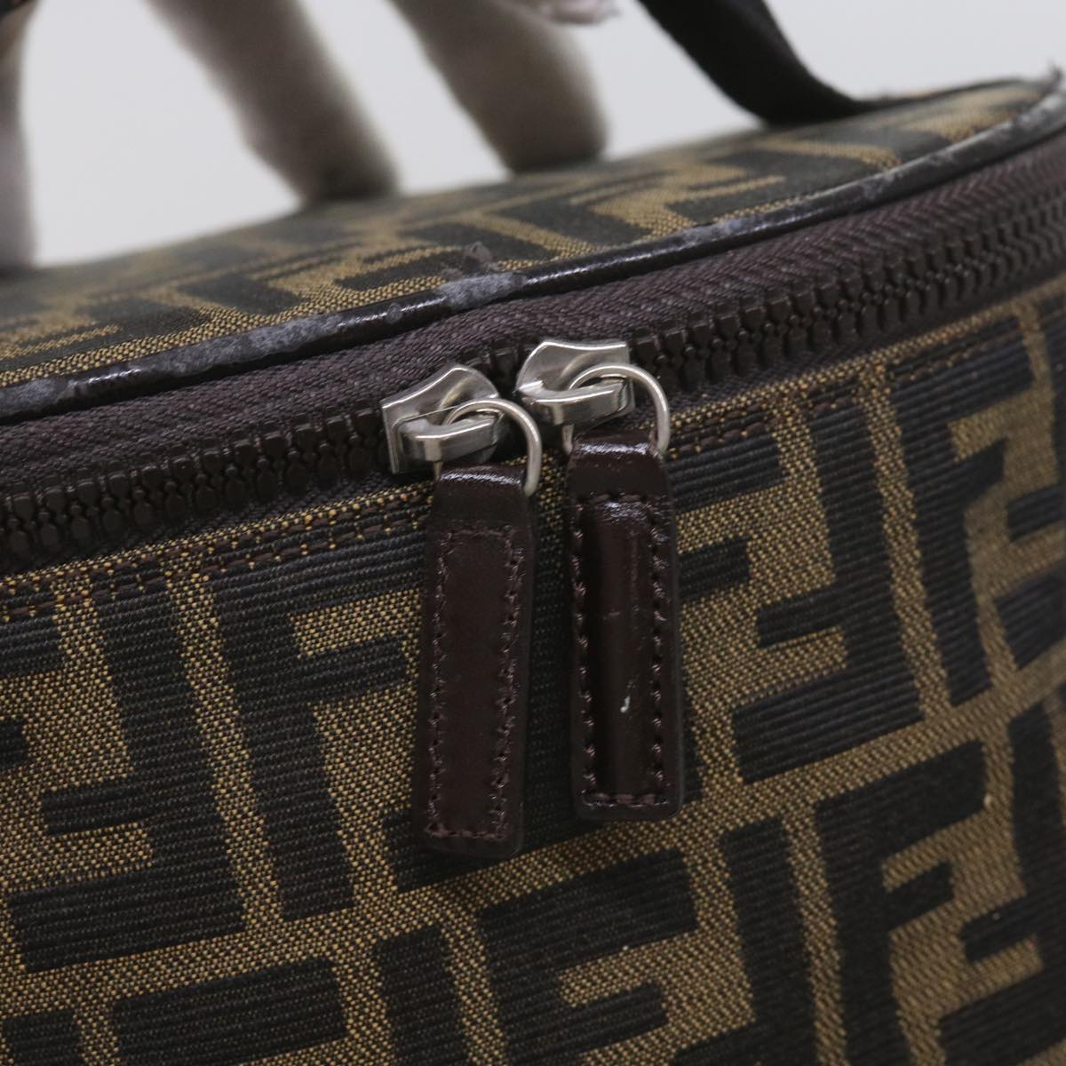 FENDI Zucca Canvas Vanity Cosmetic Pouch Brown ac2711