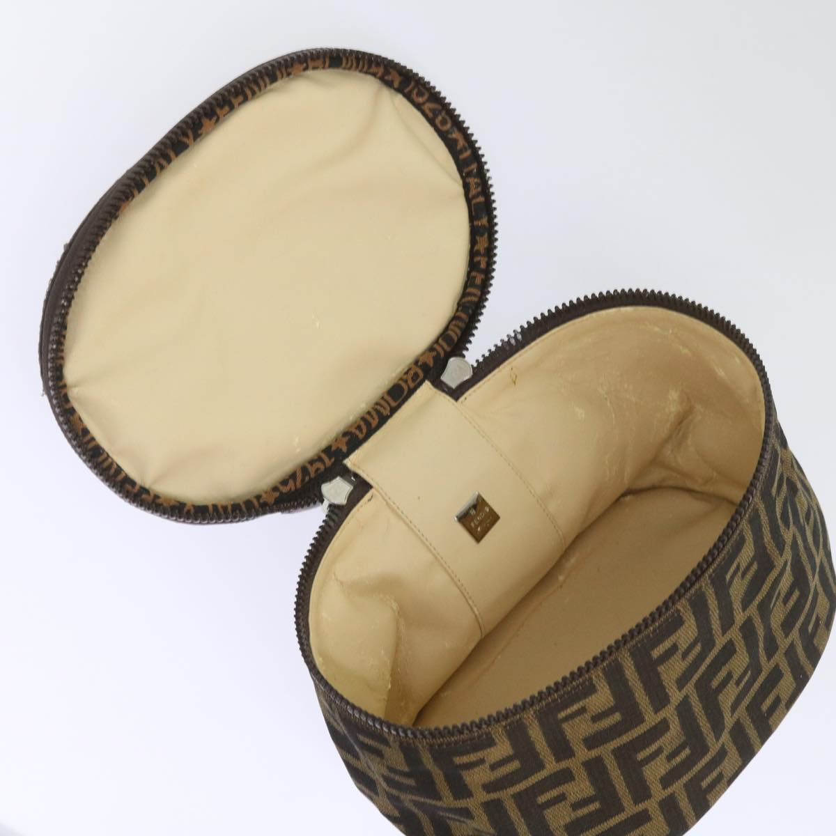 FENDI Zucca Canvas Vanity Cosmetic Pouch Brown ac2711
