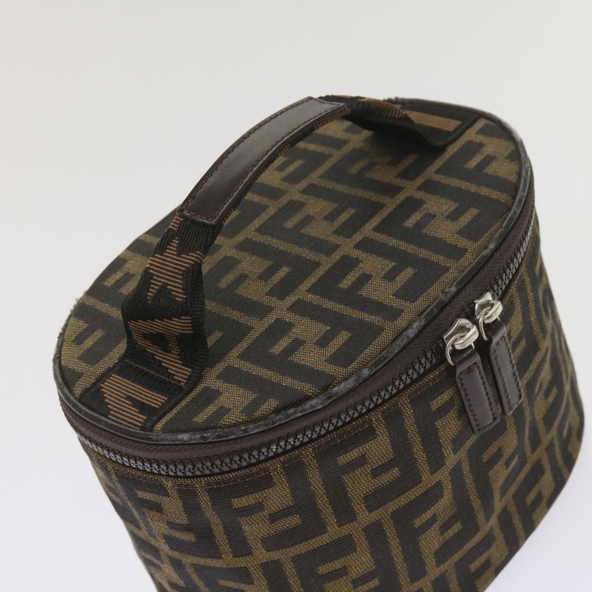 FENDI Zucca Canvas Vanity Cosmetic Pouch Brown ac2711