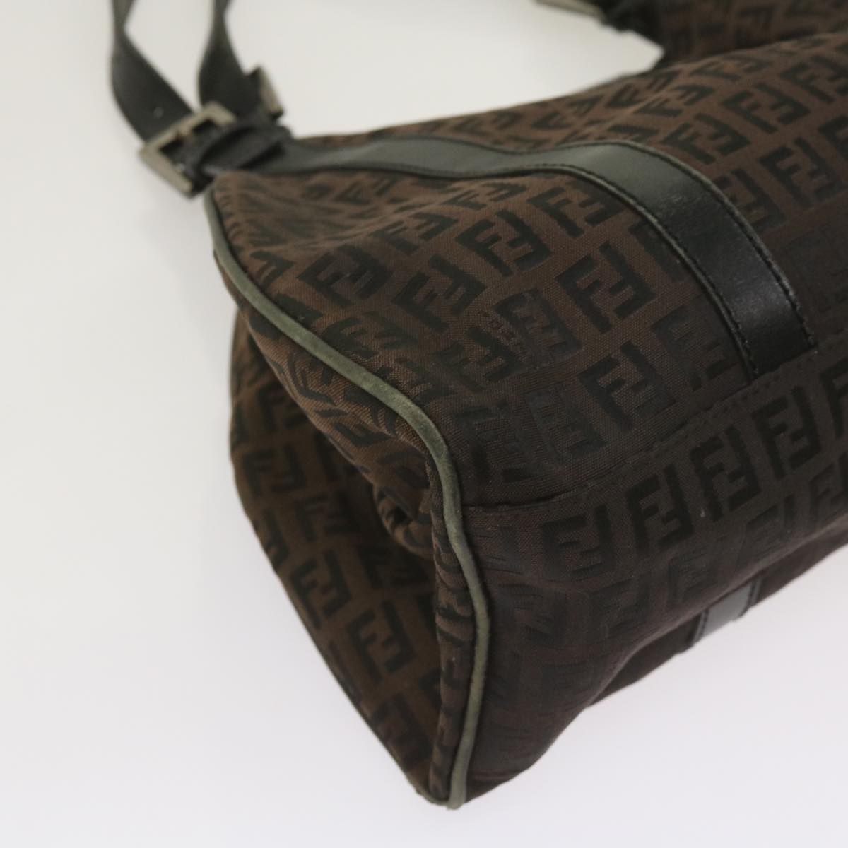 FENDI Zucchino Canvas Shoulder Bag Brown ac2712