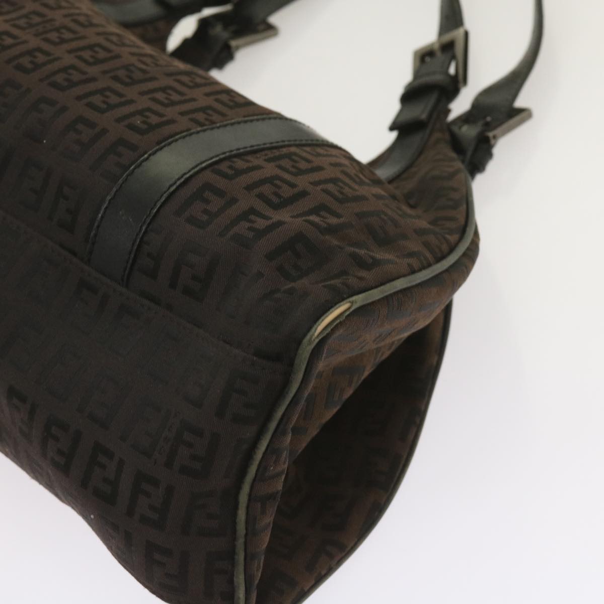 FENDI Zucchino Canvas Shoulder Bag Brown ac2712