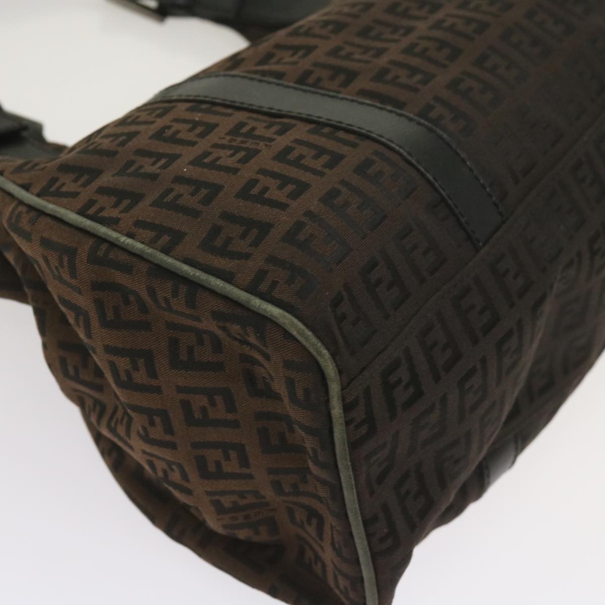 FENDI Zucchino Canvas Shoulder Bag Brown ac2712