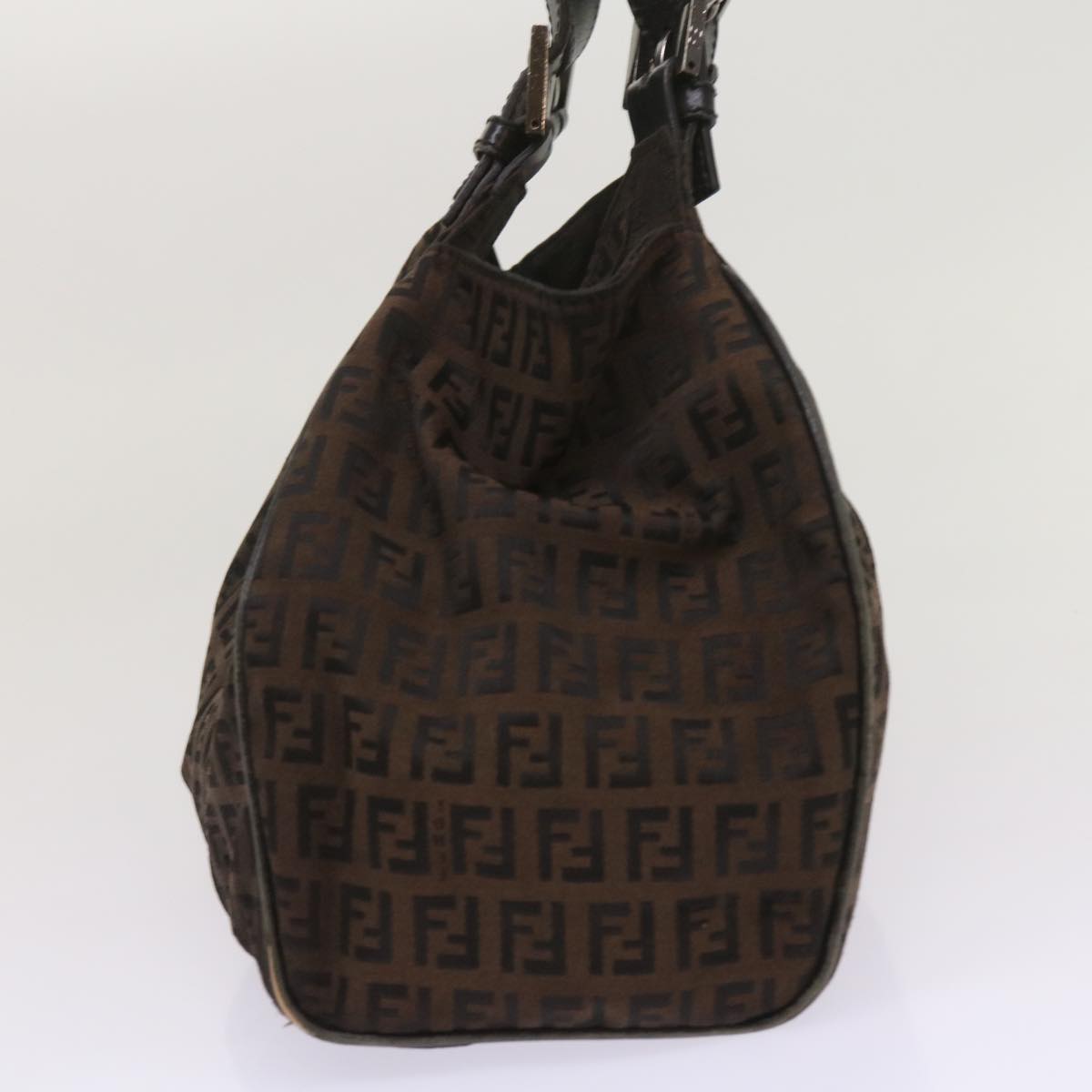 FENDI Zucchino Canvas Shoulder Bag Brown ac2712