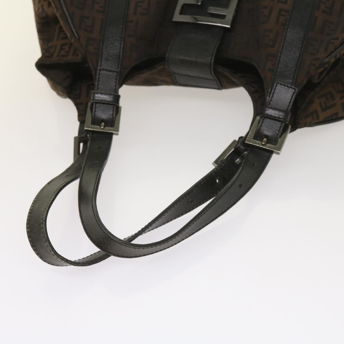 FENDI Zucchino Canvas Shoulder Bag Brown ac2712