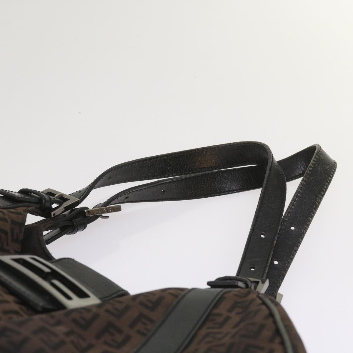 FENDI Zucchino Canvas Shoulder Bag Brown ac2712