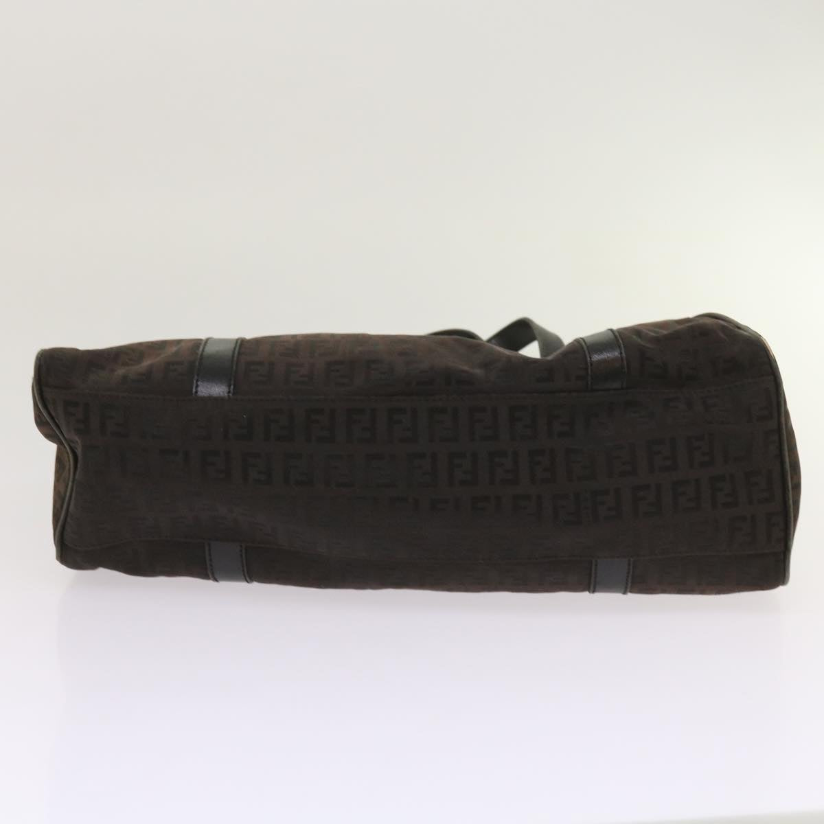FENDI Zucchino Canvas Shoulder Bag Brown ac2712