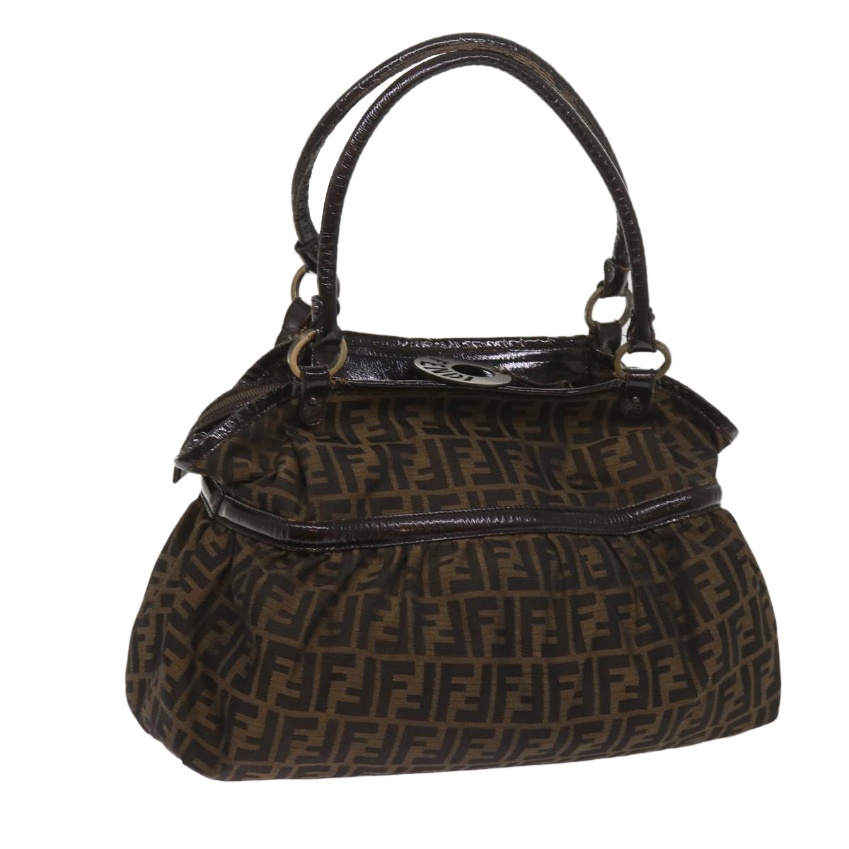 FENDI Zucca Canvas Shoulder Bag Brown ac2737