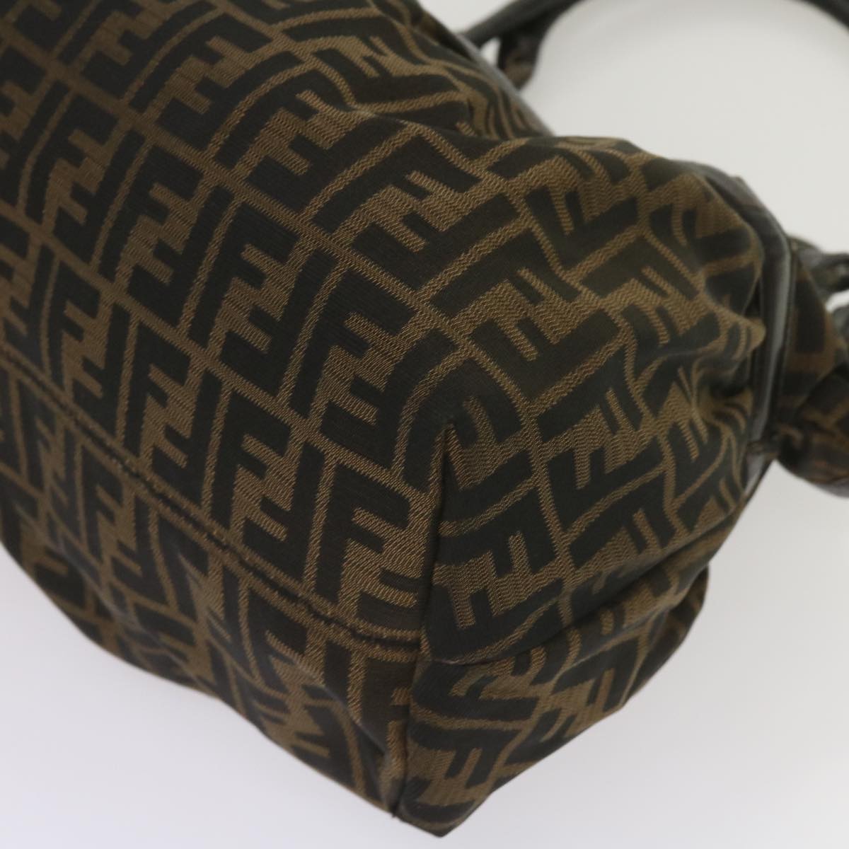 FENDI Zucca Canvas Shoulder Bag Brown ac2737