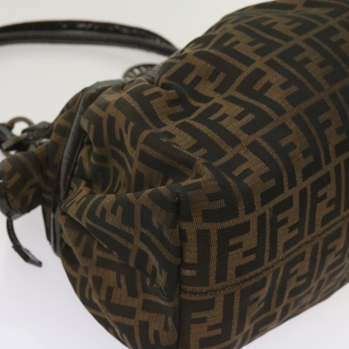 FENDI Zucca Canvas Shoulder Bag Brown ac2737