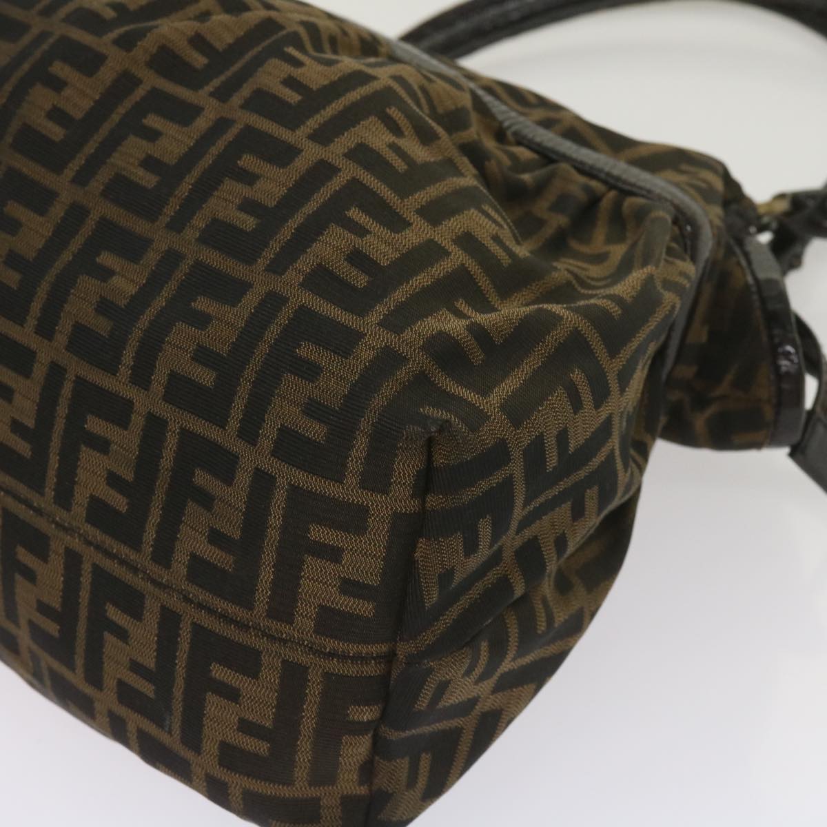 FENDI Zucca Canvas Shoulder Bag Brown ac2737