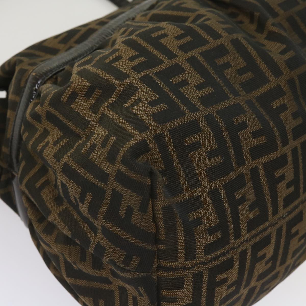 FENDI Zucca Canvas Shoulder Bag Brown ac2737