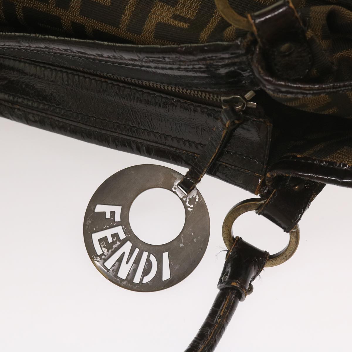 FENDI Zucca Canvas Shoulder Bag Brown ac2737