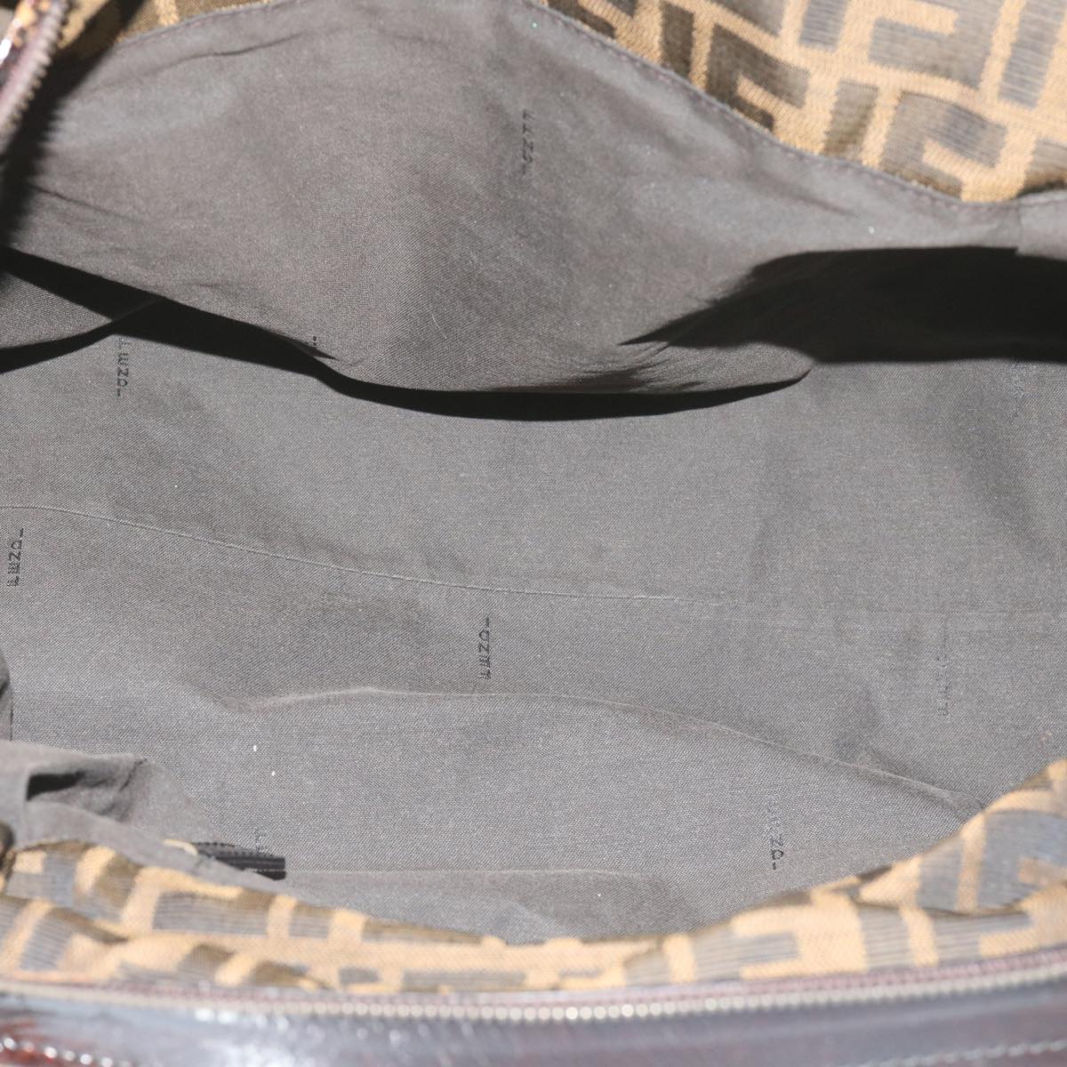 FENDI Zucca Canvas Shoulder Bag Brown ac2737
