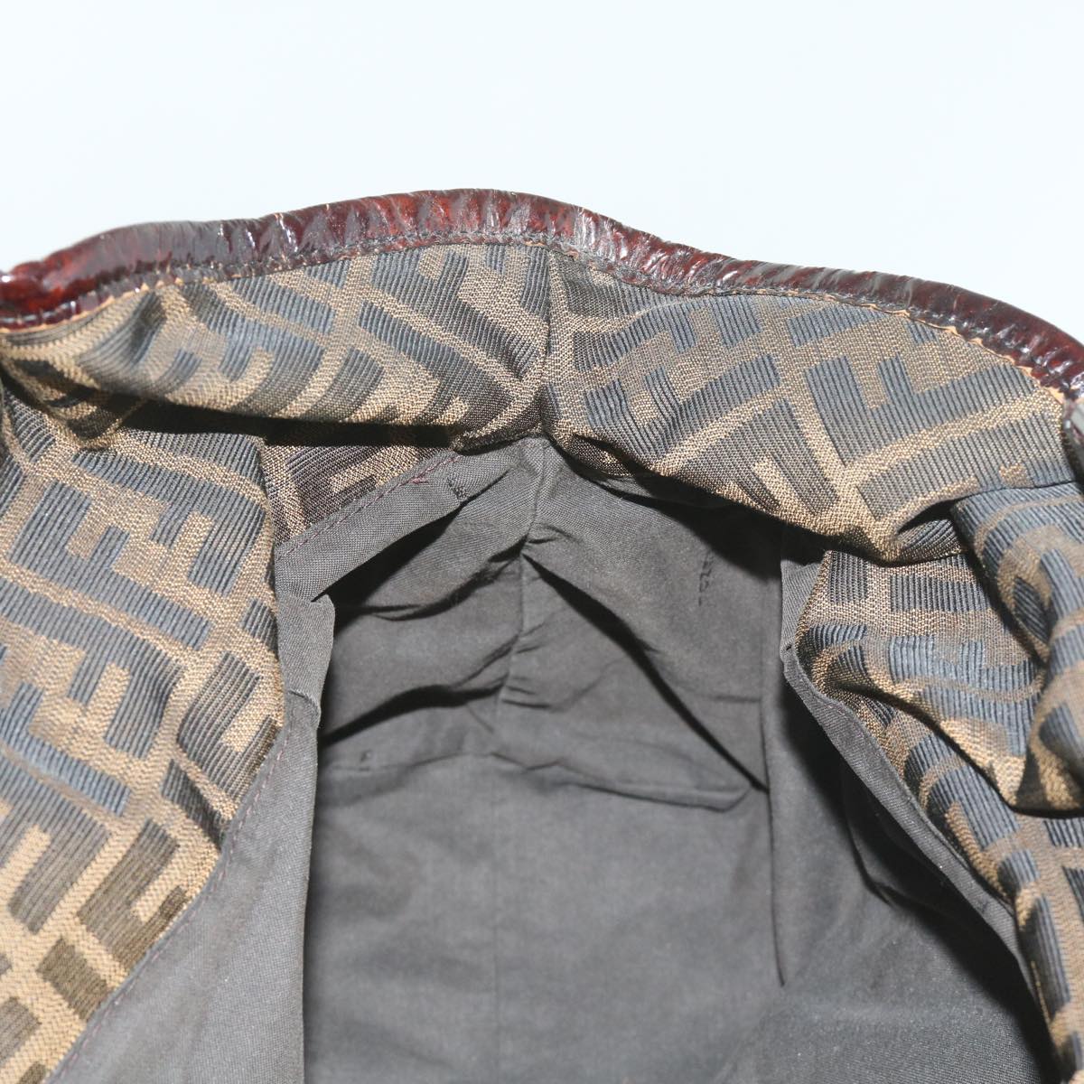 FENDI Zucca Canvas Shoulder Bag Brown ac2737