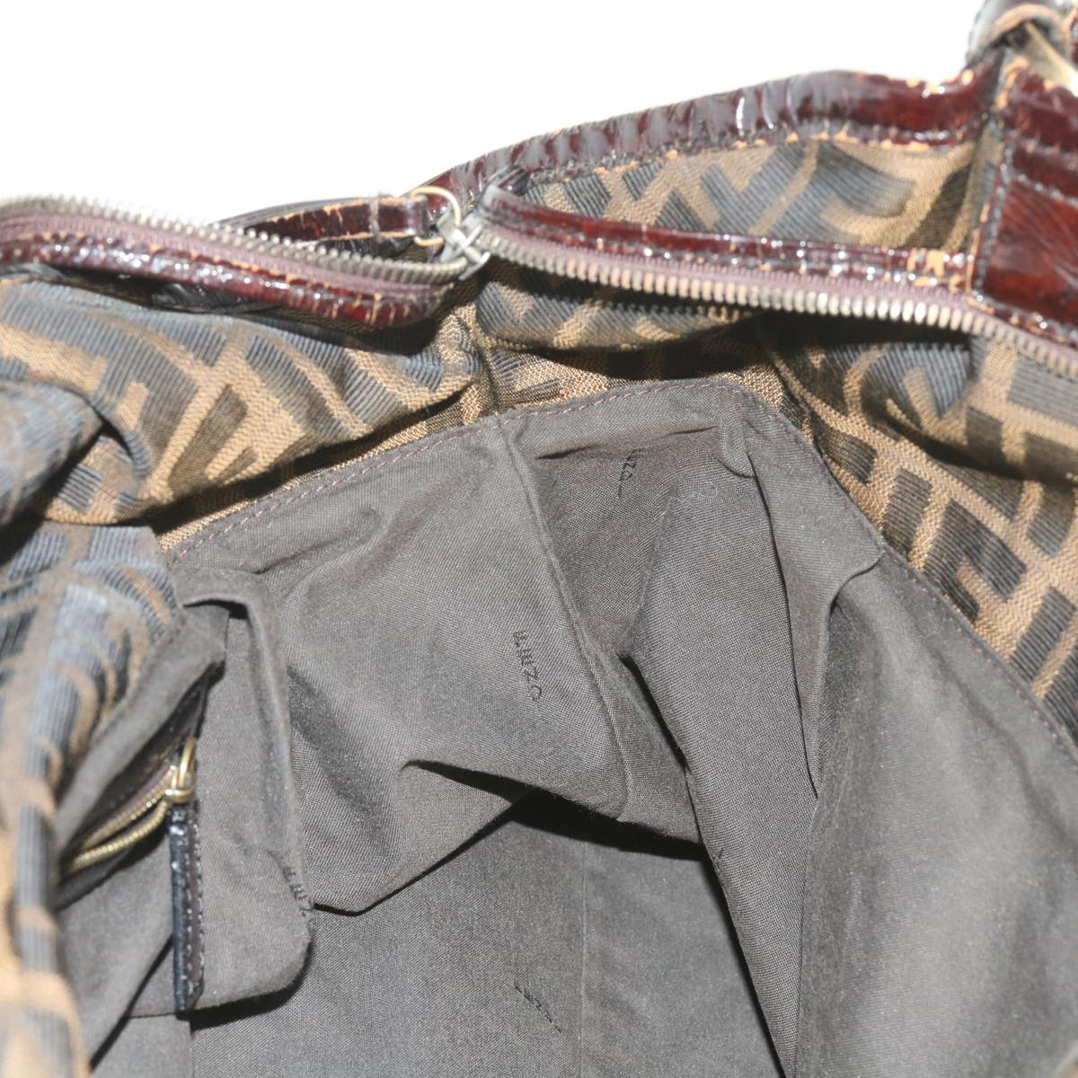 FENDI Zucca Canvas Shoulder Bag Brown ac2737