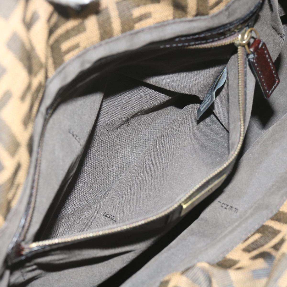 FENDI Zucca Canvas Shoulder Bag Brown ac2737