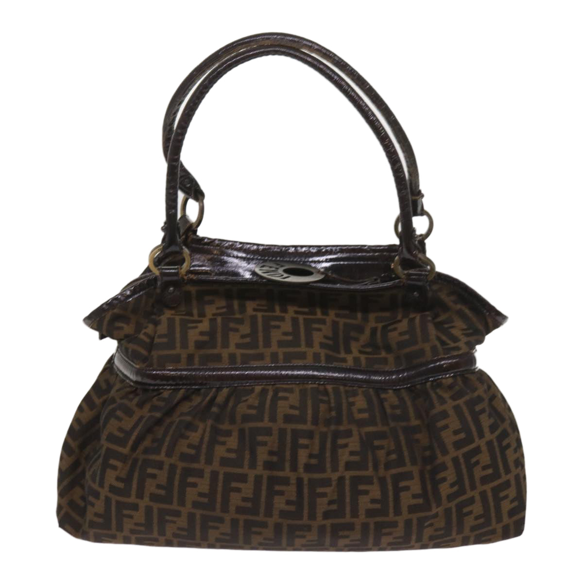 FENDI Zucca Canvas Shoulder Bag Brown ac2737