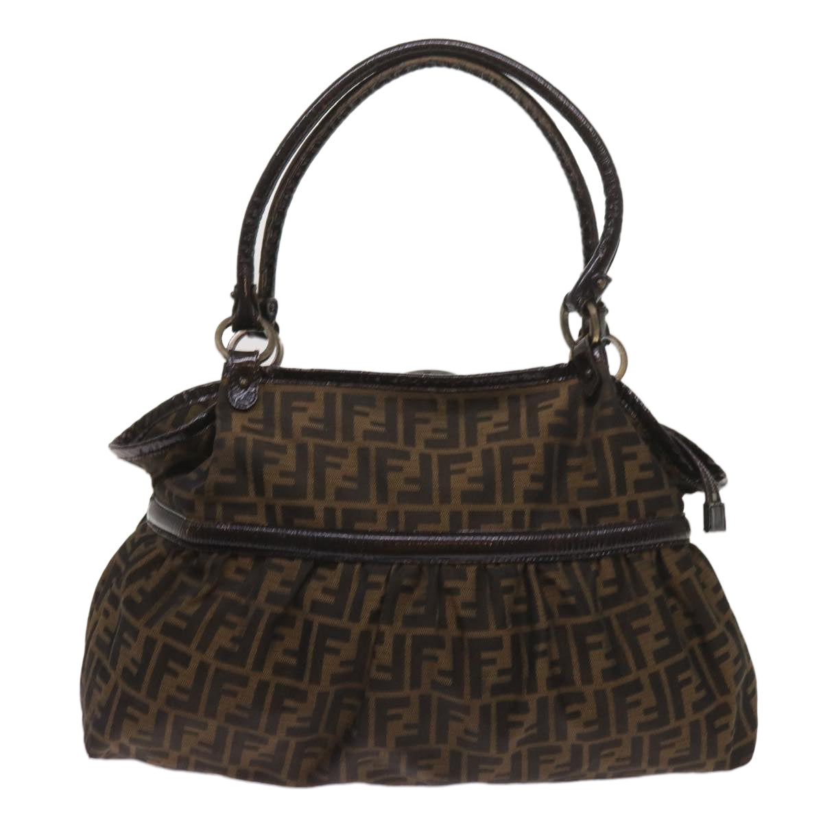 FENDI Zucca Canvas Shoulder Bag Brown ac2737
