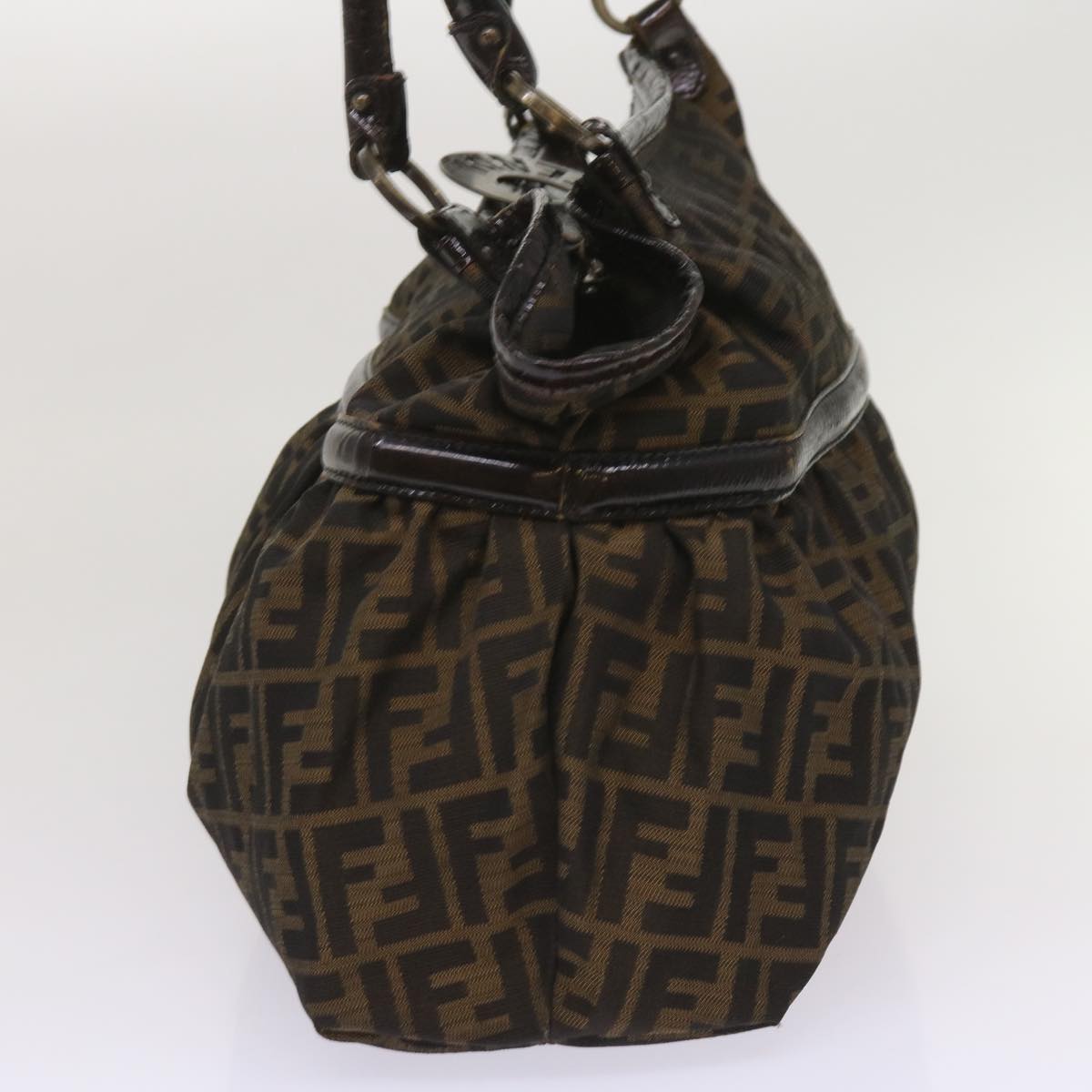 FENDI Zucca Canvas Shoulder Bag Brown ac2737