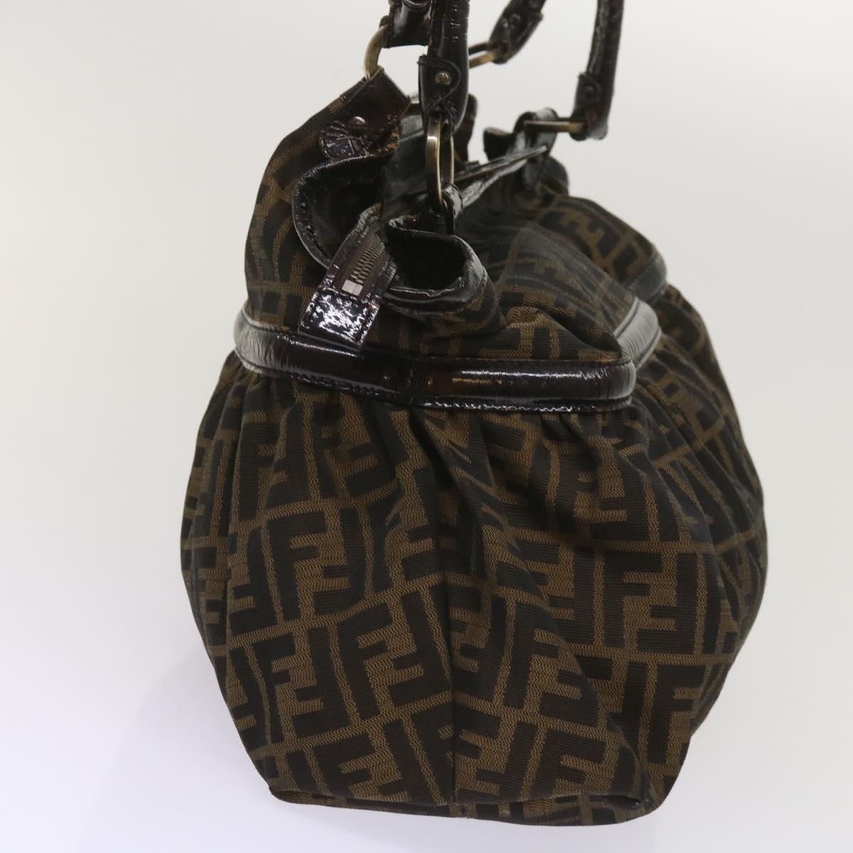 FENDI Zucca Canvas Shoulder Bag Brown ac2737