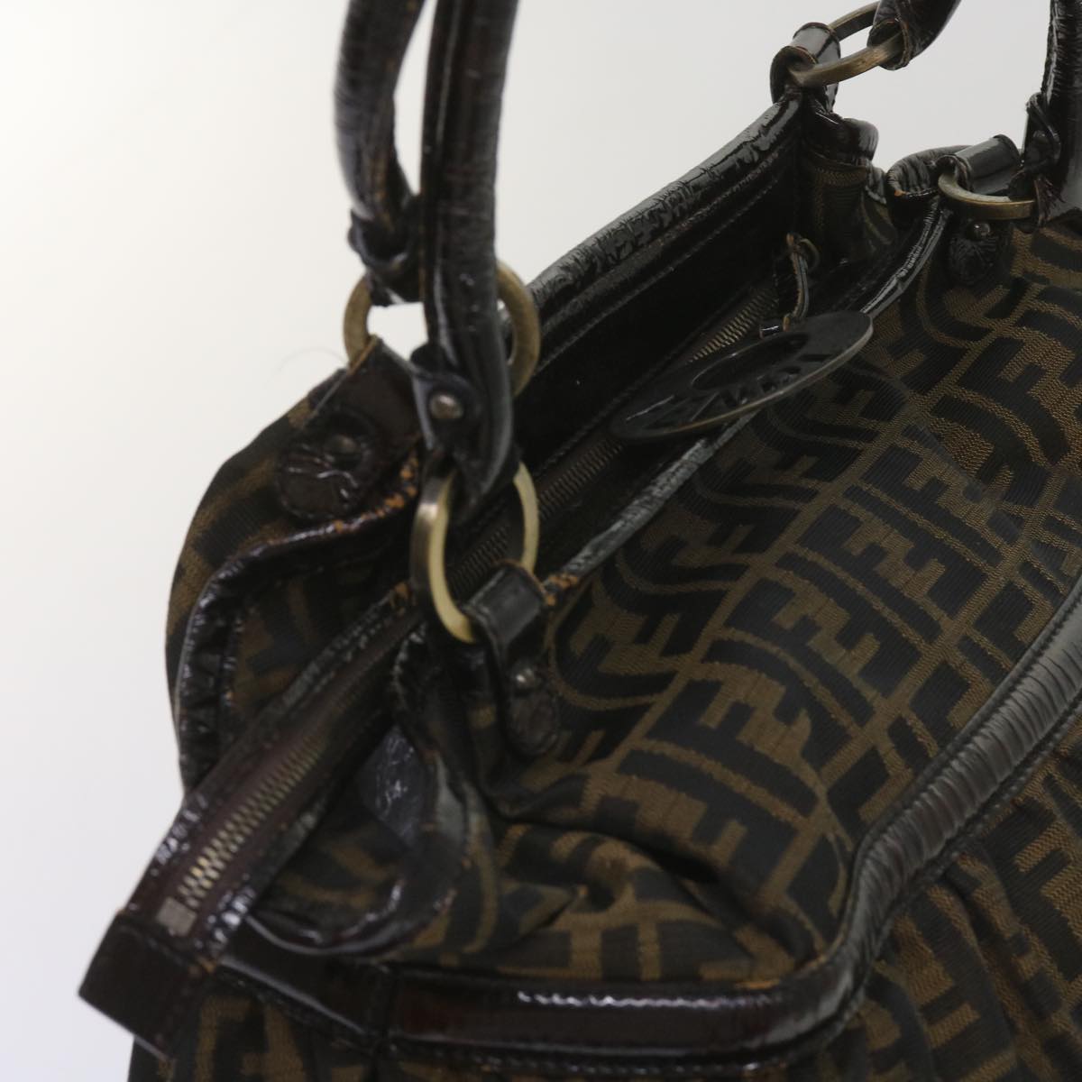FENDI Zucca Canvas Shoulder Bag Brown ac2737