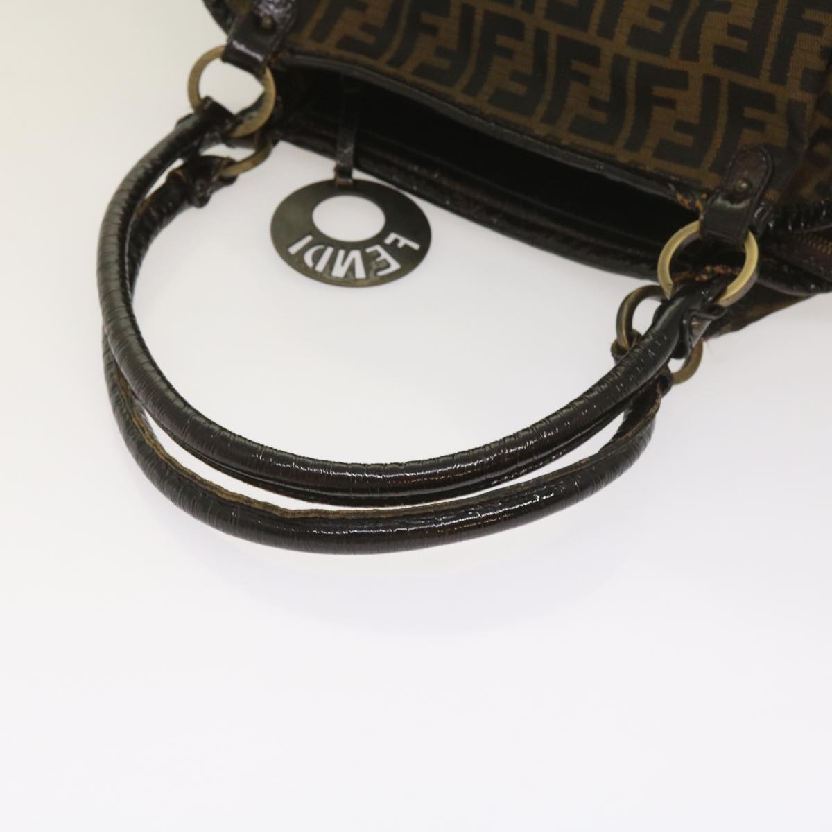 FENDI Zucca Canvas Shoulder Bag Brown ac2737