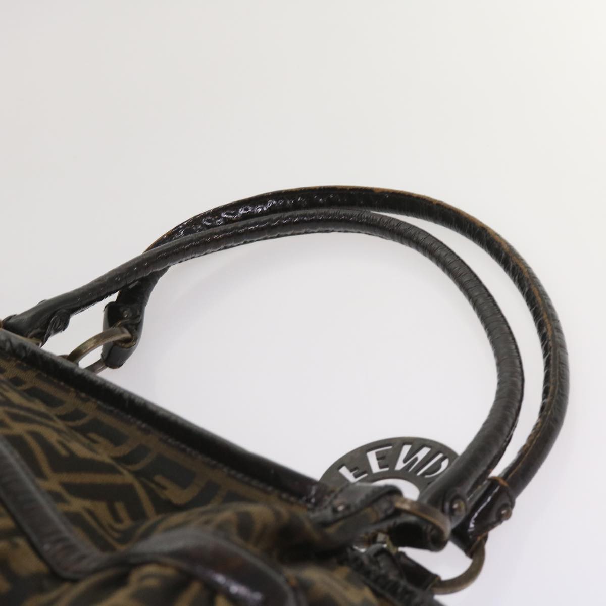 FENDI Zucca Canvas Shoulder Bag Brown ac2737