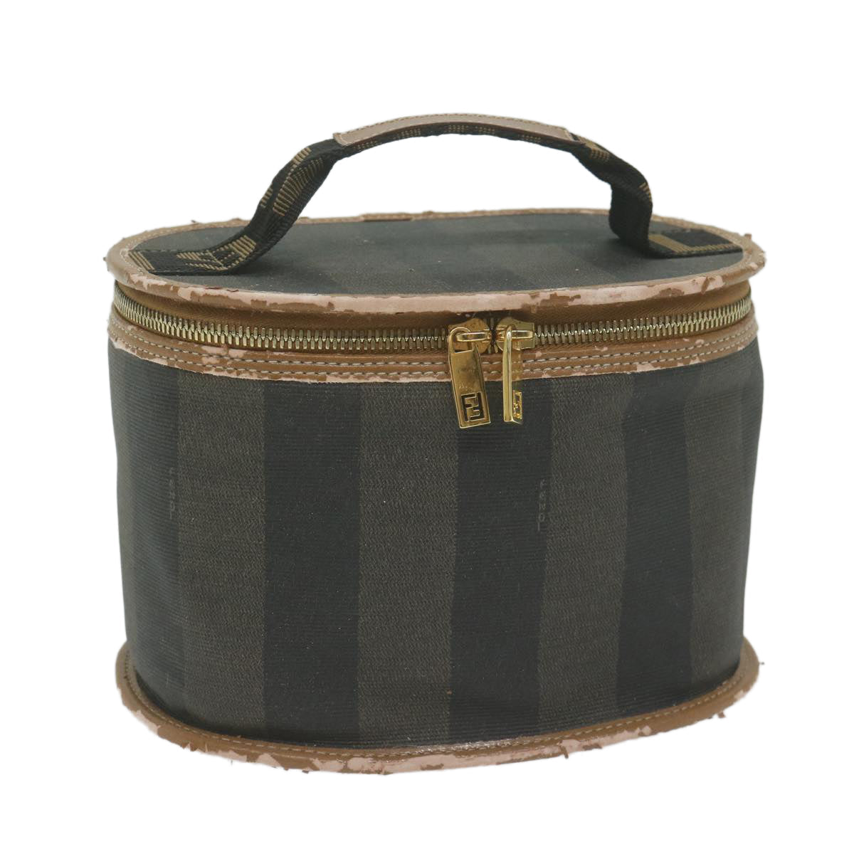 FENDI Pecan Canvas Vanity Cosmetic Pouch Black Brown ac2740