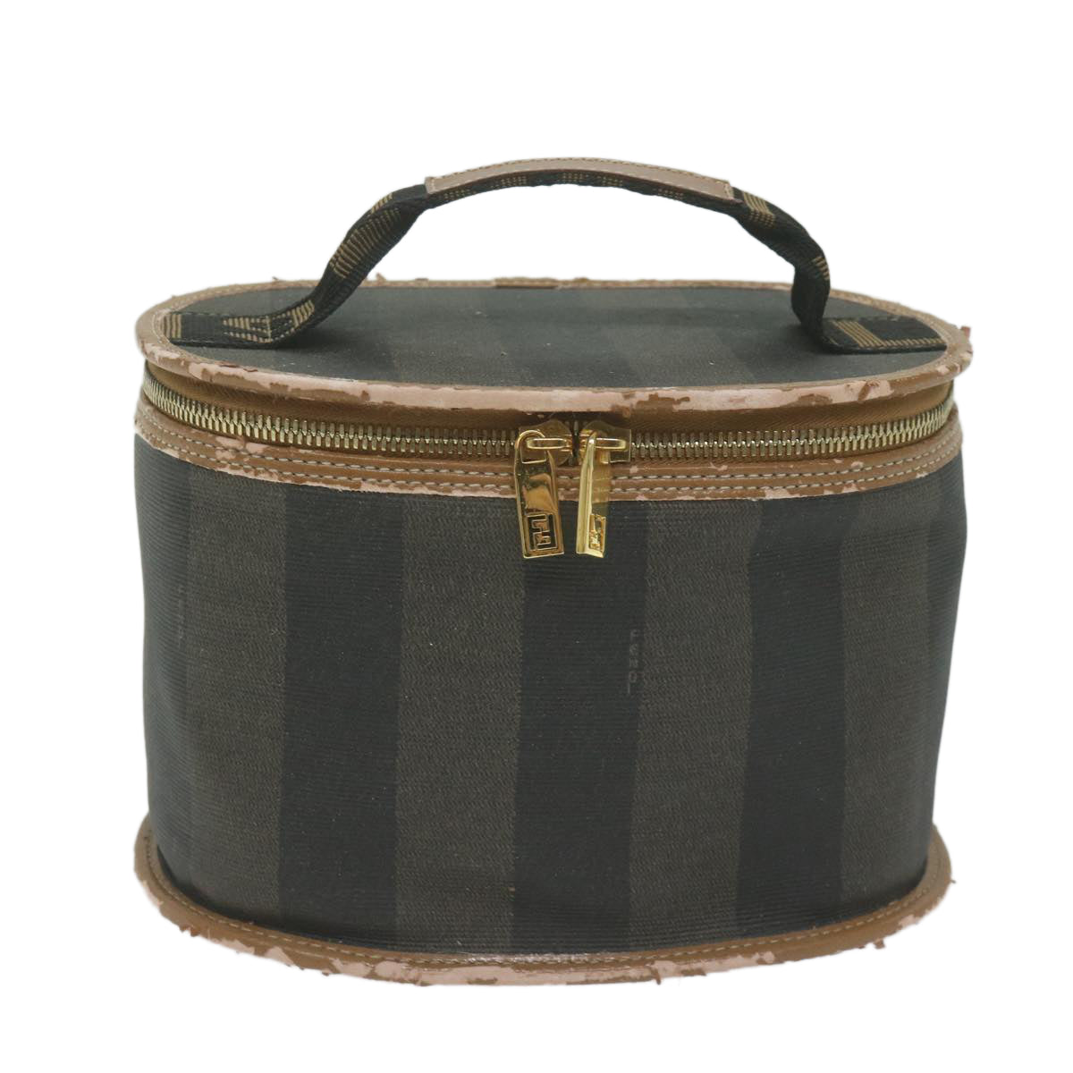 FENDI Pecan Canvas Vanity Cosmetic Pouch Black Brown ac2740