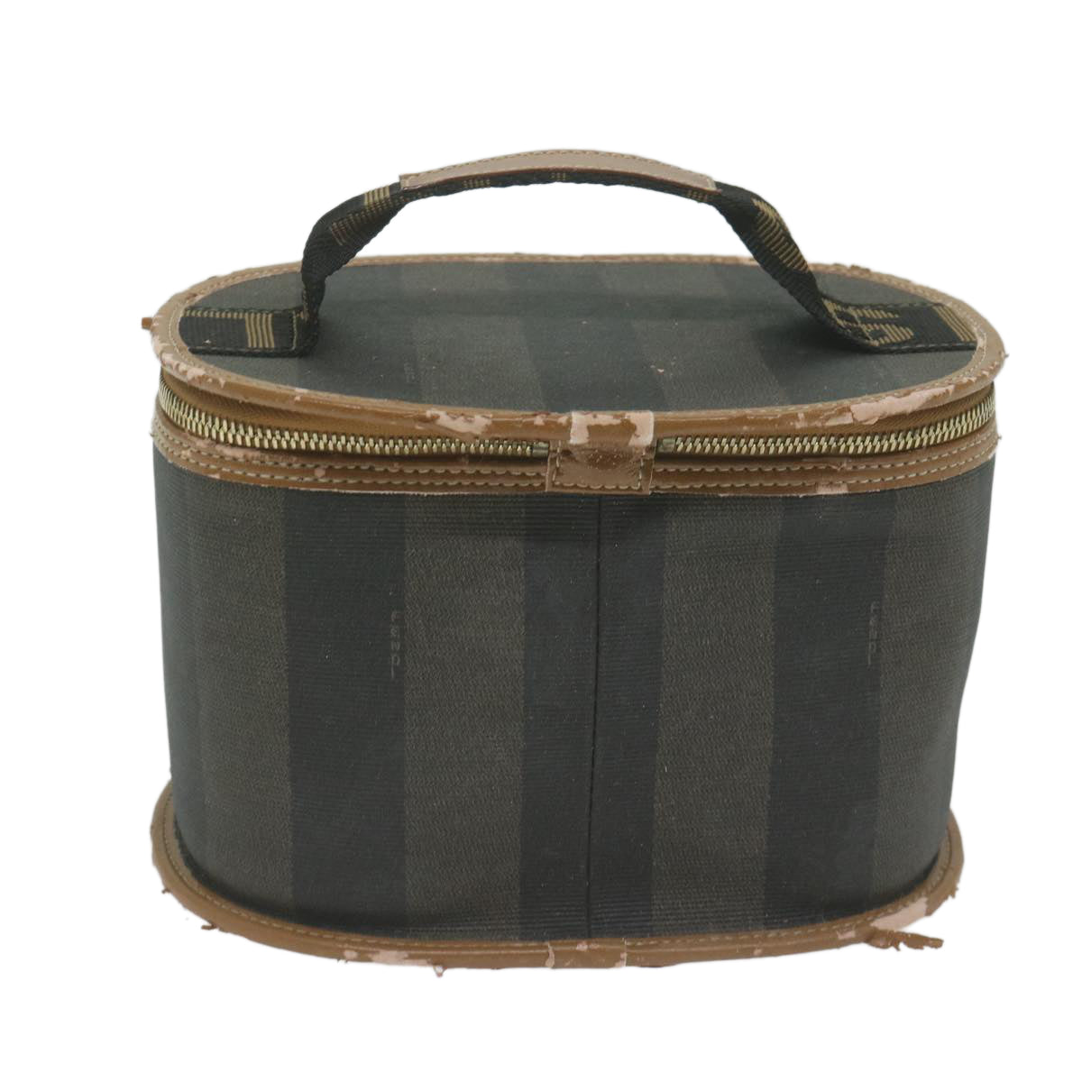 FENDI Pecan Canvas Vanity Cosmetic Pouch Black Brown ac2740