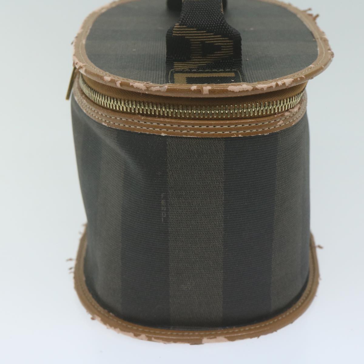 FENDI Pecan Canvas Vanity Cosmetic Pouch Black Brown ac2740